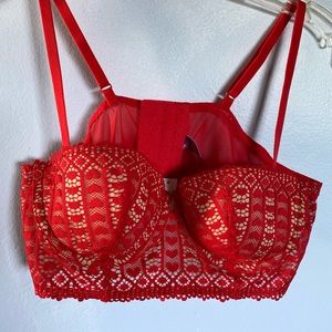 COPY - 36B Bustier Style, Adore Me Red Bra with Heart Details